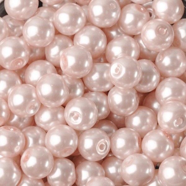 20 Perles imitation en Verre 8mm Couleur Rose Pale creation Bijoux, Bracelet - Photo n°1