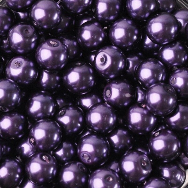 20 Perles imitation en Verre 8mm Couleur Violet creation Bijoux, Bracelet - Photo n°1