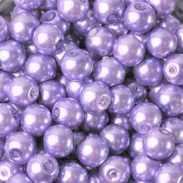 20 Perles imitation en Verre 8mm Couleur Violet Clair creation Bijoux, Bracelet - Photo n°1