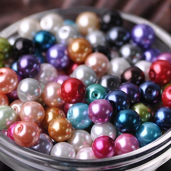 20 Perles imitation en Verre 8mm Couleur Mixte creation Bijoux, Bracelet - Photo n°1