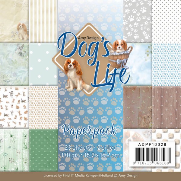 Papier scrapbooking Amy Design Dog's Life - 15X15 - 23 feuilles - Photo n°1