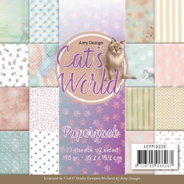 Papier scrapbooking Amy Design Cat's World - 15X15 - 23 feuilles - Photo n°1