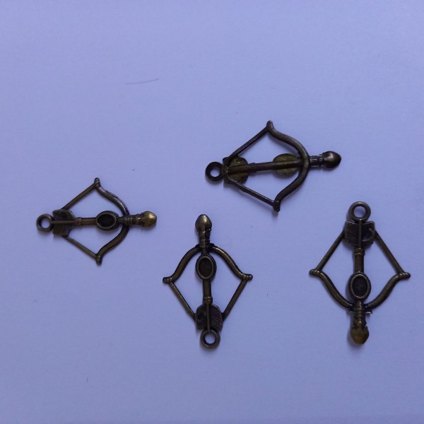 Breloque, 4 arcs de Cupidon métal bronze - Photo n°1