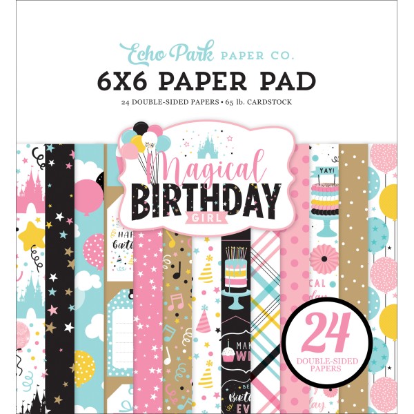 Papier scrapbooking Echo Park - Magical Birthday Girl - 15 x15 cm - 24 feuilles - Photo n°1