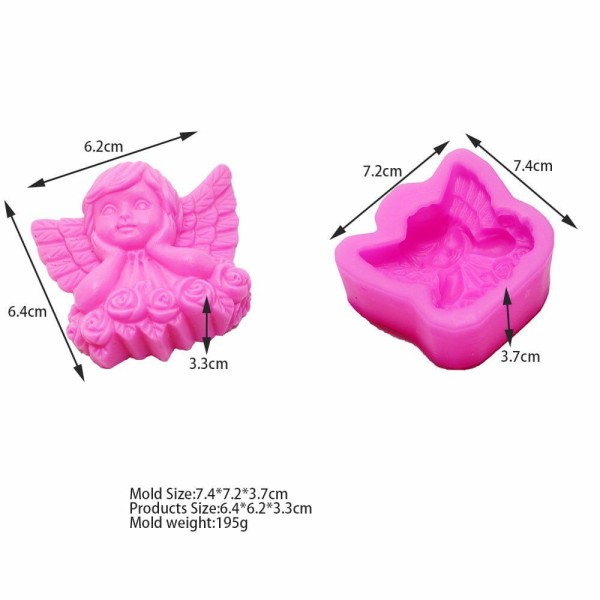 1 pc ange Fille W fleurs 3D Silicone Savon Moule argile gypse moule Uv Résine cire Bougie chocolat G - Photo n°1