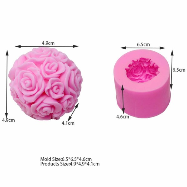 1 pc Rose Fleurs demi sphère 3D Silicone Savon Moule argile gypse moule Uv Résine cire Bougie chocol - Photo n°2
