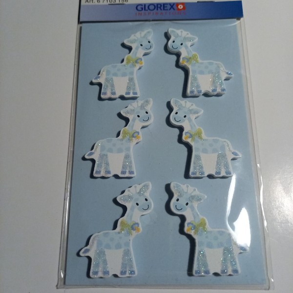 Sticker en bois girafe bleue - Photo n°1