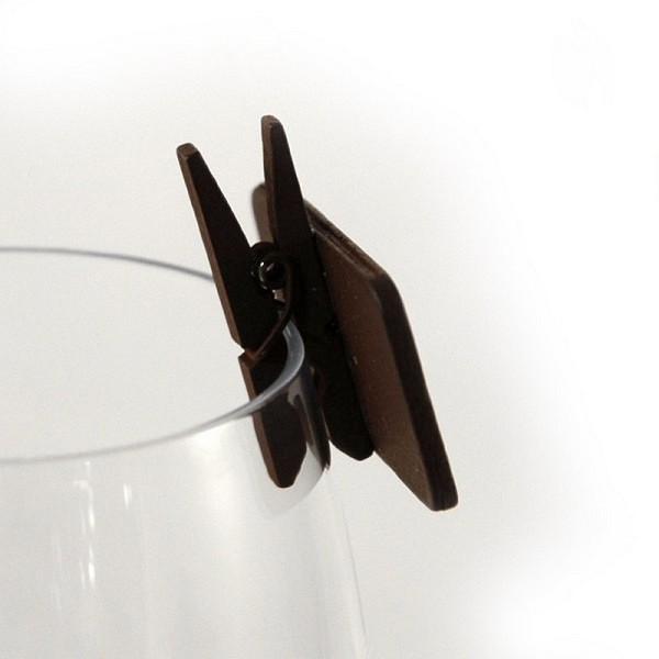 Gros Lot de 30 Minis Ardoises écolier Rectangle sur pince en bois Chocolat, 5x3.5 cm, marque-places - Photo n°3