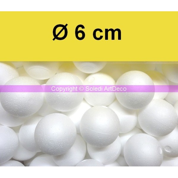 Gros Lot 100 boules diam. 6 cm polystyrène, Sphères 60mm Styro blanc densité pro - Photo n°2