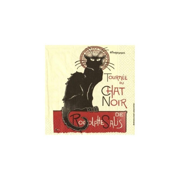 Lot de 20 Serviettes en papier motif Tournée du chat noir Dubout, 33x33 cm - Photo n°1