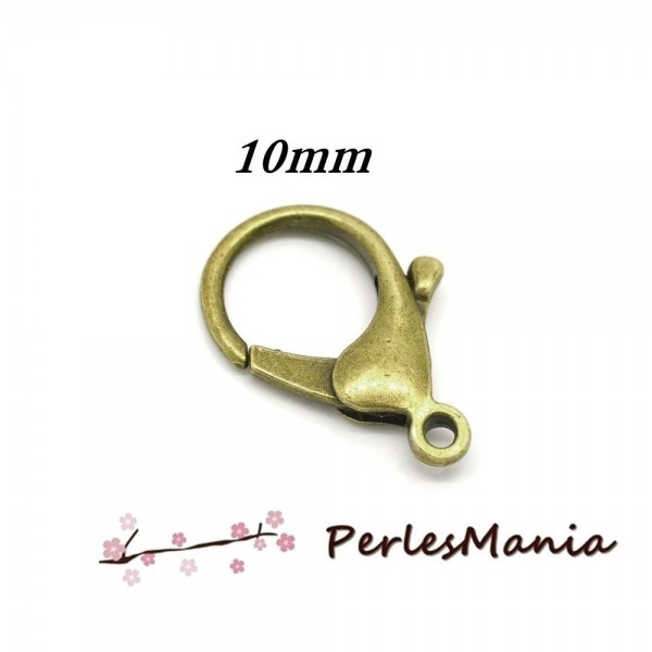 H103 PAX 50 fermoirs mousquetons 10mm metal couleur Bronze - Photo n°1