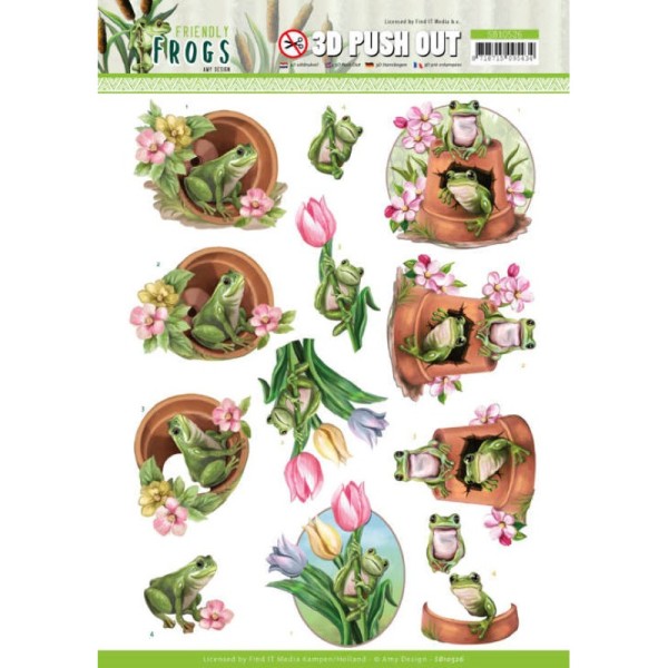 Carte 3D prédéc. - SB10526 - Friendly frogs - Grenouilles de fleurs - Photo n°1