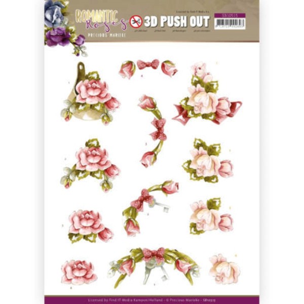 Carte 3D prédéc. - SB10515 - Romantic roses - Fleurs roses - Photo n°1