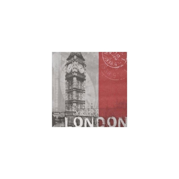Lot de 20 Serviettes en papier Carte postale Souvenir Ville de Londres, 33x33cm - Photo n°1