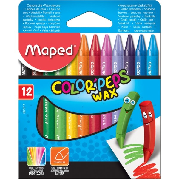 Crayon de cire COLOR'PEPS WAX, étui en carton de 12 - Photo n°1