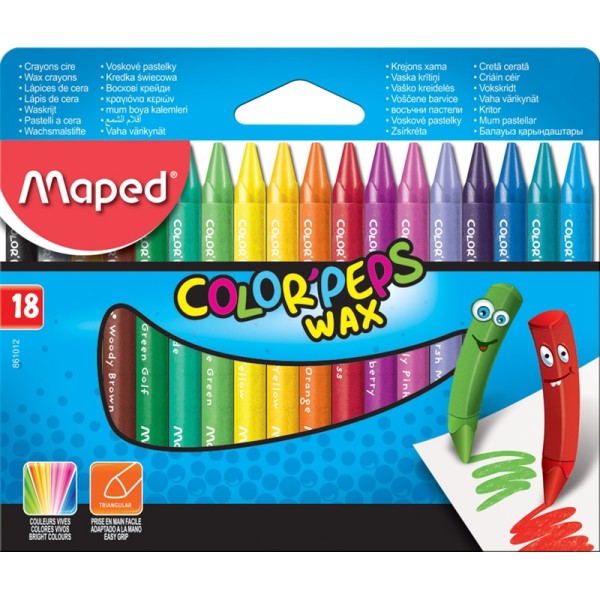 Crayon de cire COLOR'PEPS WAX, étui en carton de 18 - Photo n°1