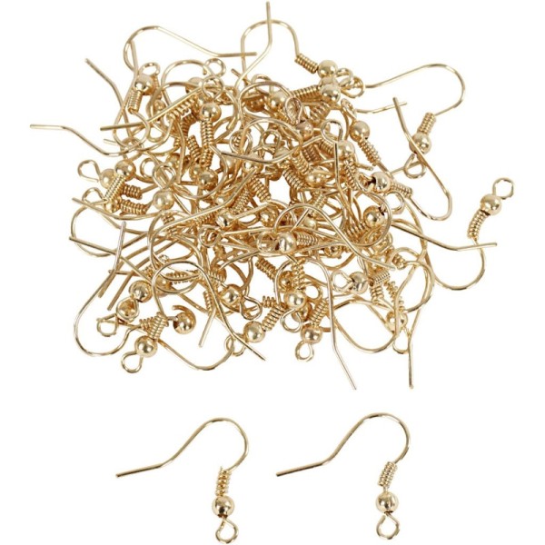 Gros lot de 50 paires crochets Boucle d'oreilles, doré, haut. 19 mm, sans nickel - Photo n°1
