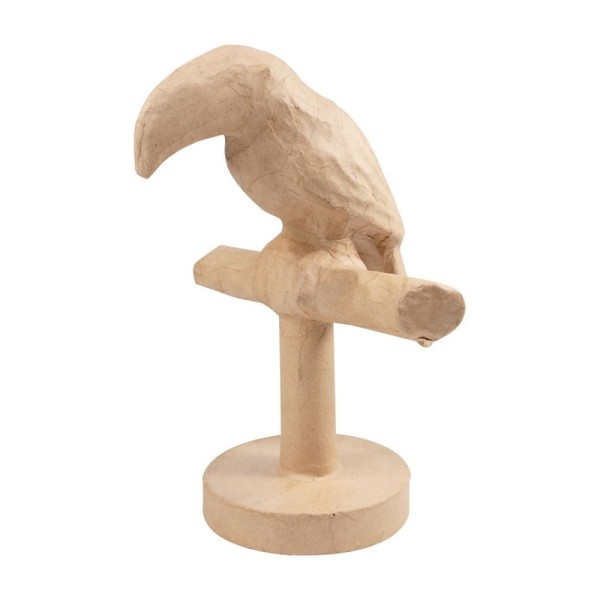 Toucan en papier mâché, dim. 22,5 x 18 cm, oiseau perroquet tropical à décorer - Photo n°1