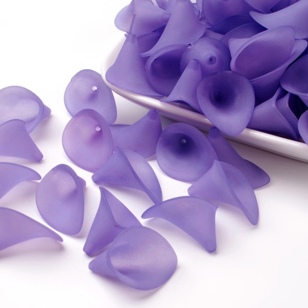 Coupelles fleur acrylique givré 20 mm violette x 10 - Photo n°1
