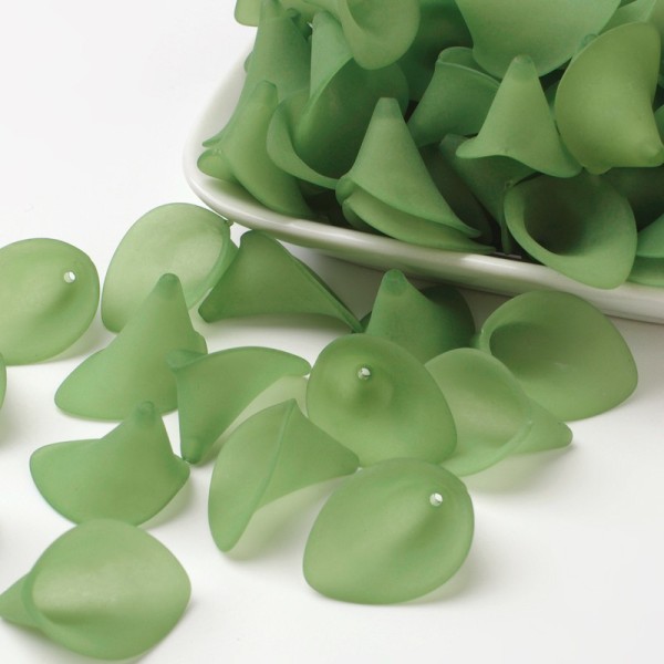 Coupelles fleur acrylique givré 20 mm vert olive x 10 - Photo n°1