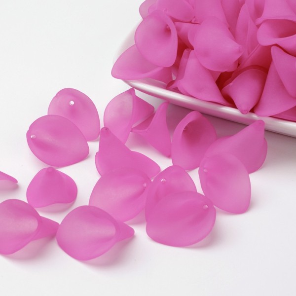 Coupelles fleur acrylique givré 20 mm fuchsia x 10 - Photo n°1
