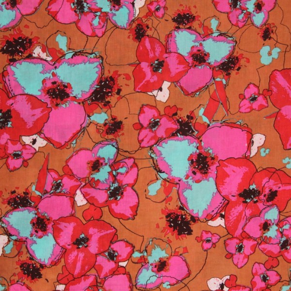 Tissu fleuri  de coton  en 110 cm x 50 cm - Photo n°2