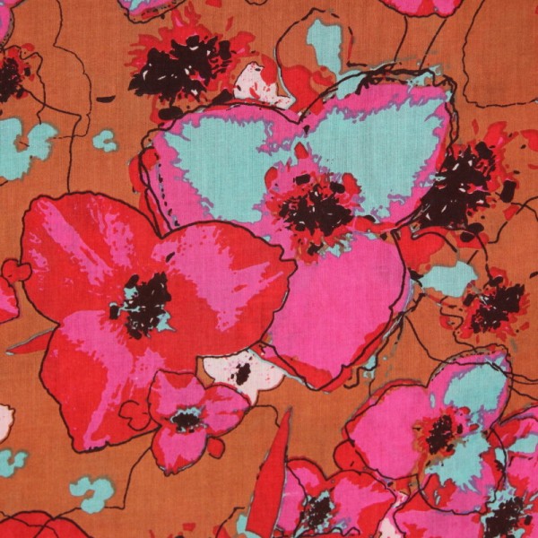 Tissu fleuri  de coton  en 110 cm x 50 cm - Photo n°1