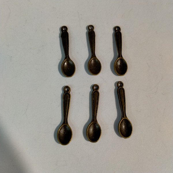 Breloque, 6 cuillères pour petits lutins en bronze, 2 cm - Photo n°1