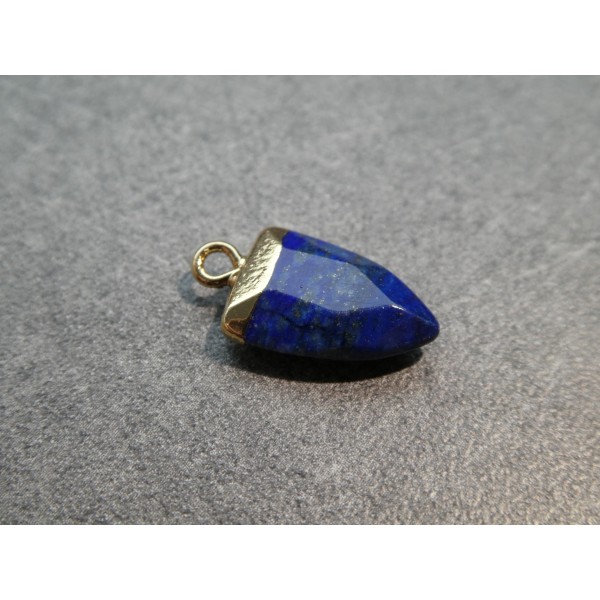 1 Pendentif forme pointe 19*13mm Lapis Lazuli et laiton doré - Photo n°2