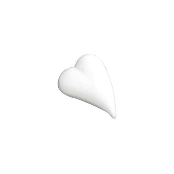 Petit Coeur allongé en polystyrène, Forme Goutte, 8x5,5 cm, plat - Photo n°1