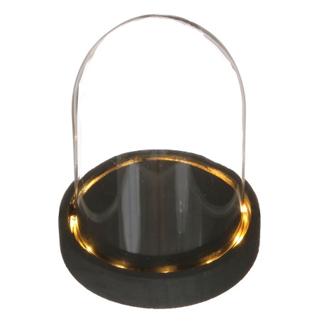 Cloche en verre avec socle noir lumineux- 10 x 15,5 cm