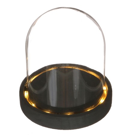 Cloche en verre avec socle noir lumineux- 12 x 13,5 cm