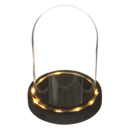 Cloche en verre avec socle noir lumineux- 12 x 16,5 cm