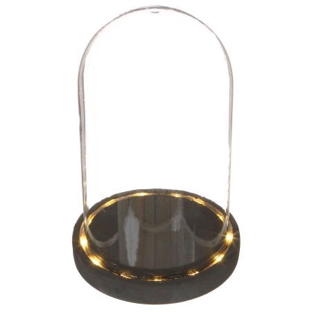 Cloche en verre avec socle noir lumineux- 14 x 21,5 cm