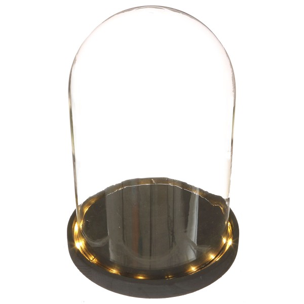 Cloche en verre avec socle noir lumineux- 17 x 25,5 cm - Photo n°1