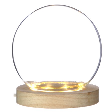 Cloche boule en verre avec socle lumineux - 13 x 14 cm