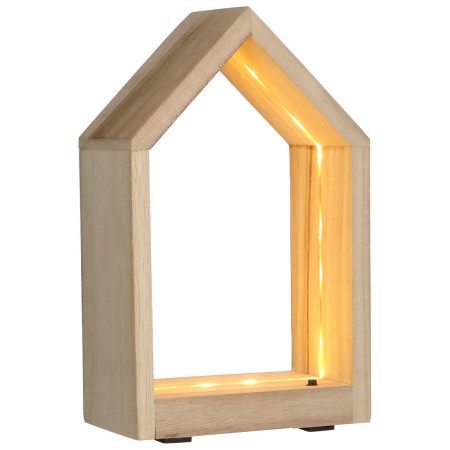 Maison en bois lumineuse - 26 x 16 x 9 cm