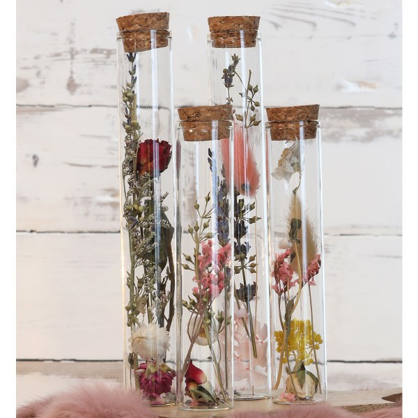 Tube en verre décoratif Fleurs séchées - 15 x 3 cm - 1 pce - Photo n°3