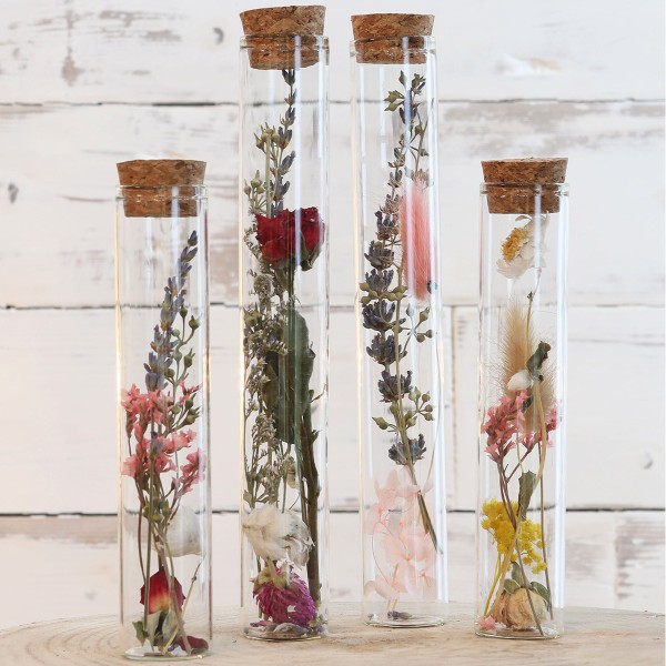 Assortiment de 50 mini bouteilles en verre - 6,5 x 3,5 cm - Flacons, fioles  et soliflores - Creavea
