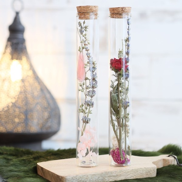 Tube en verre décoratif Fleurs séchées - 20 x 3 cm - 1 pce - Photo n°2