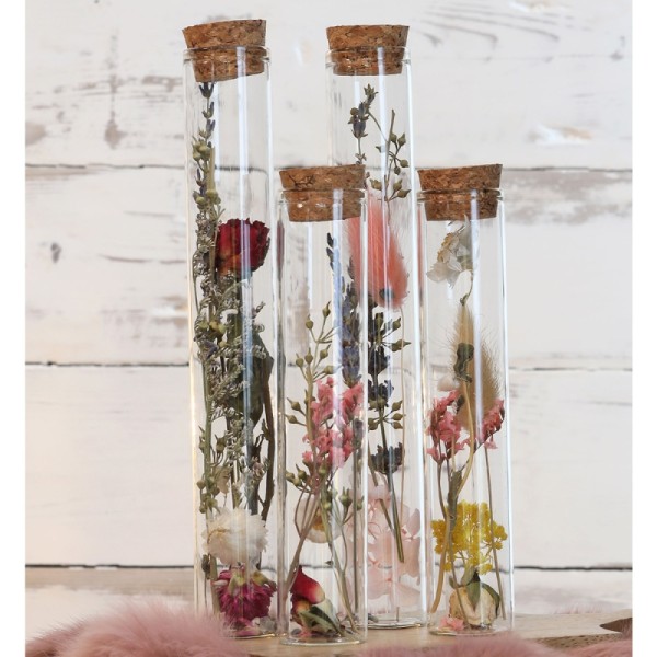 Tube en verre décoratif Fleurs séchées - 20 x 3 cm - 1 pce - Photo n°4
