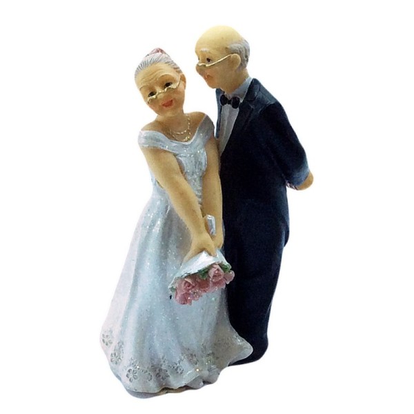 Figurine Couple Marié depuis 50 ans, Anniversaire Mariage Noces d'Or, 12.4x8x6cm - Photo n°1