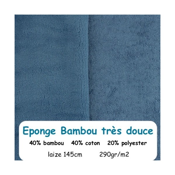 Tissus Éponge De Bambou Bleu Jeans Vendu Au Mètre - Photo n°1