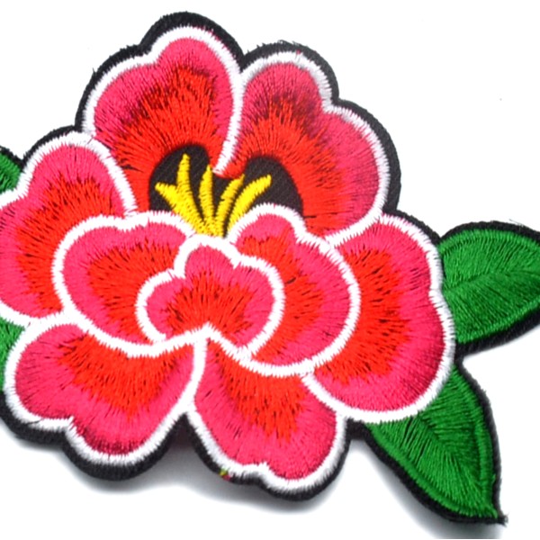 Ecusson brodé fleurs roses, applique fleurs, patchs brodés à coudre pour customisation, 11 cm - Photo n°5