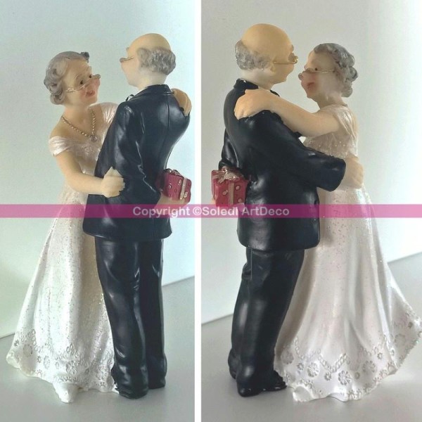 Figurine Couple Marié danseur depuis 50 ans, Anniversaire Mariage Noces d'Or, 12.4cm - Photo n°1