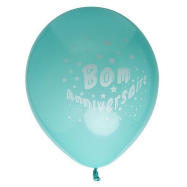 Lot de 8 Ballons de baudruche Vert émeraude Bon Anniversaire, Diam. 28 cm, 100% latex naturel - Photo n°1
