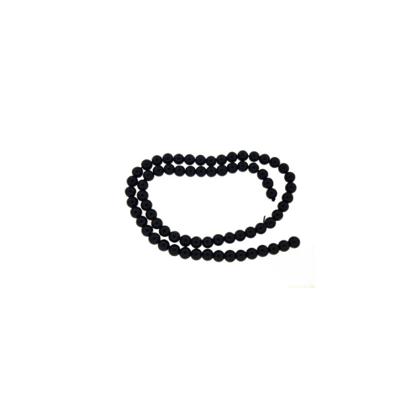 Fil de 89 perles rondes 4mm 4 mm en tourmaline noire - Photo n°3