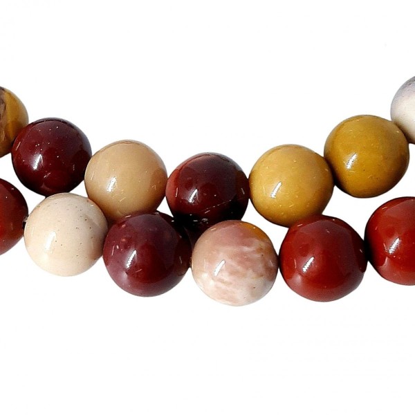 Fil de 92 perles rondes 4mm 4 mm en jaspe mokaite rouge marron - Photo n°1