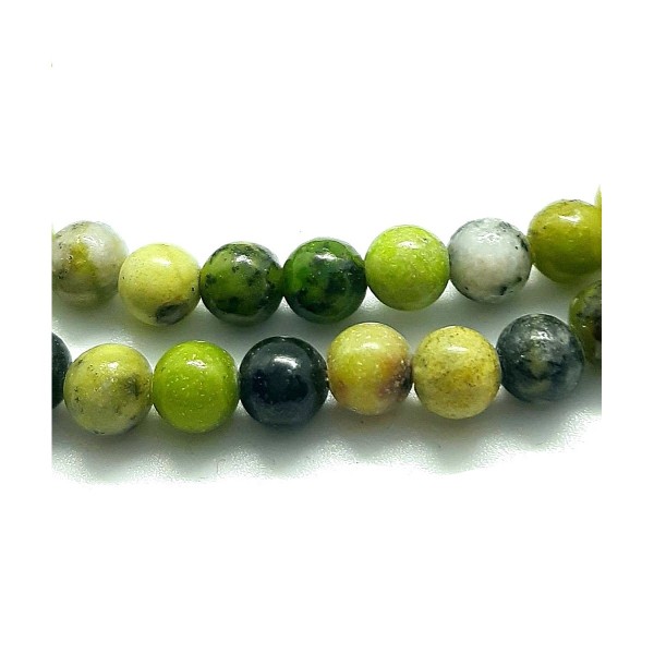 Fil de 92 perles rondes 4mm 4 mm en chrysoprase verte naturelle - Photo n°4