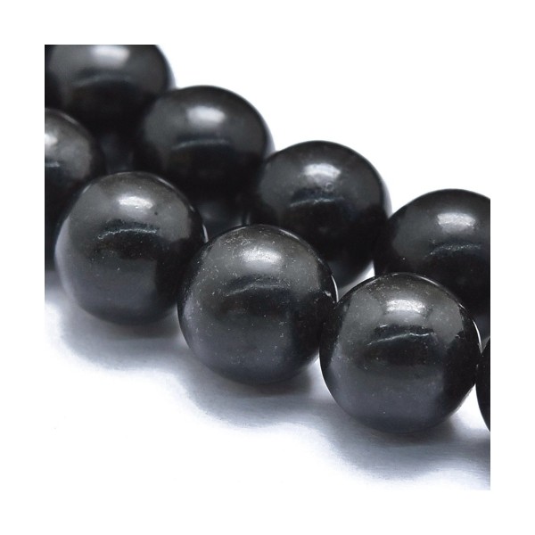 Fil de 44 perles rondes 8mm 8 mm en shungite noire - Photo n°1
